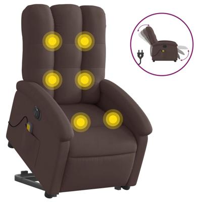 Sta-op-massagestoel elektrisch verstelbaar stof donkerbruin - thumbnail