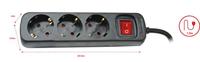 3-voudige Schuko Stekkerdoos met Schakelaar Silver Electronics 9643 Zwart - thumbnail