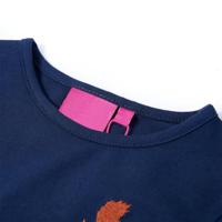 Kindershirt met lange mouwen eekhoornprint 128 marineblauw - thumbnail