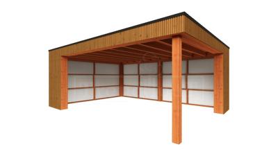 Trendhout Buitenverblijf Capri 610x490 - Plat dak model links- Plat dak- Onbehandeld lariks Douglas hout- Trendhout