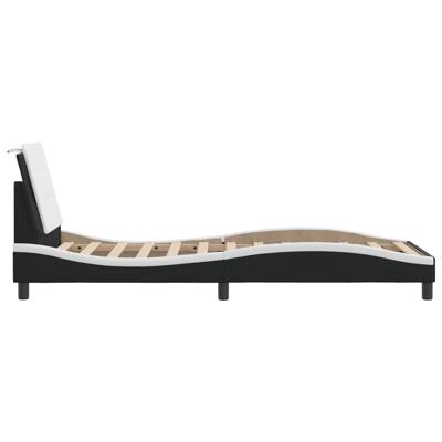 Bedframe met LED zonder matras "Zadar" kunstleer zwart en wit 90x190 cm