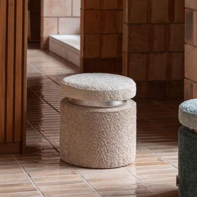 Dutchbone Poef 'Sen' Bouclé, kleur Beige