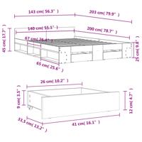 Bedframe met lades bewerkt hout gerookt eikenkleurig 150x200 cm - thumbnail