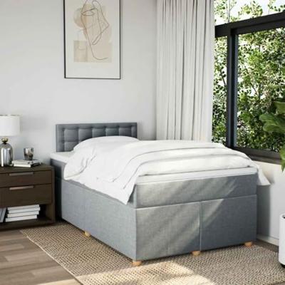 Boxspring met matras stof lichtgrijs 120x190 cm