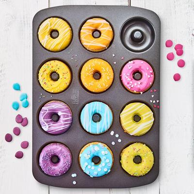 Donut bakplaat - BIRKMANN - EASY BAKING - Koolstofstaal - Antiaanbaklaag - 12 vormen - Ø7cm, 37 x 26 x 2 cm
