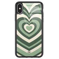 iPhone X/XS glazen hardcase - Hart swirl groen - thumbnail