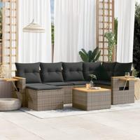 7-delige Loungeset met kussens poly rattan grijs - thumbnail