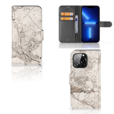 iPhone 13 Pro | Bookcase | Marmer Beige | Portemonnee hoesje