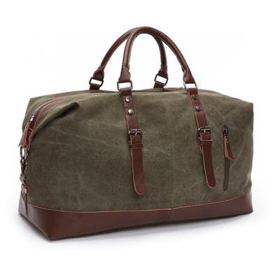 Canvas Leather Men Travel Bags Carry on Luggage Bags Men Duffel Bags Handbag Travel(Green)