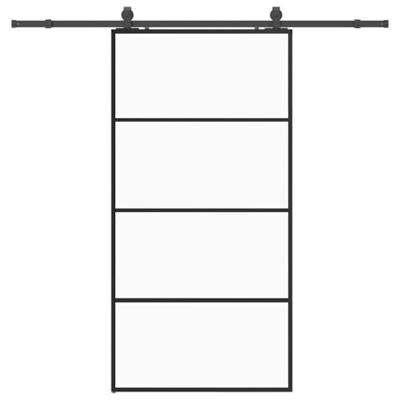 Schuifdeur met beslagset 102,5x205 cm ESG glas zwart