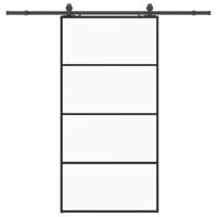 Schuifdeur met beslagset 102,5x205 cm ESG glas zwart - thumbnail