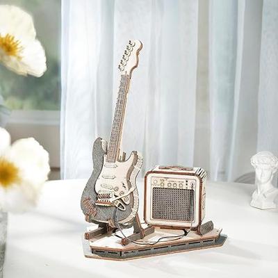 3D Modelbouwpakket Robotime 3D Houten Puzzel Electric Guitar