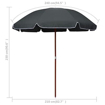 VidaXL Parasol met stalen paal 240 cm antracietkleurig VidaXL Parasol met stalen paal 240 cm antracietkleurig