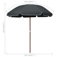 VidaXL Parasol met stalen paal 240 cm antracietkleurig - thumbnail