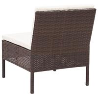 3-delige Loungeset met kussens poly rattan bruin - thumbnail