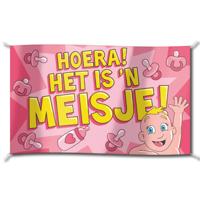 Vlag Hoera een meisje groot - thumbnail