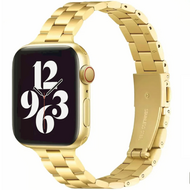 By Qubix - Stalen slim fit schakelband - Goud - Compatible met Apple watch 38mm / 40mm / 41mm / 42mm - Compatible Apple watch bandjes