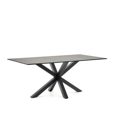 Kave Home Eettafel 'Argo' Iron Moss Keramiek, 180 x 100cm, kleur Zwart