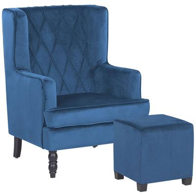 Beliani SANDSET - Fauteuil-Blauw-Fluweel Beliani SANDSET - Fauteuil-Blauw-Fluweel