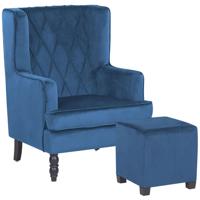 Beliani SANDSET - Fauteuil-Blauw-Fluweel - thumbnail
