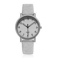LGT Quartz horloge zilverkleurig met witte leren band en witte wijzerplaat - thumbnail