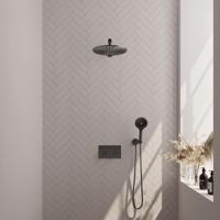 Gunmetal Carving thermostatische inbouw regendouche SET 56 met 30 cm douchekop en handdouche - thumbnail
