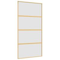 VidaXL Schuifdeur 102,5x205 cm mat esg-glas en aluminium goudkleurig - thumbnail