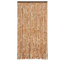 VidaXL Vliegengordijn 100x230 cm chenille okerkleurig en wit - thumbnail