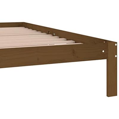 Bedframe massief grenenhout honingbruin 200x200 cm