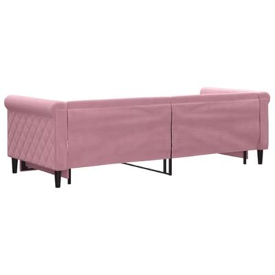 Slaapbank met onderschuifbed 80x200 cm fluweel roze