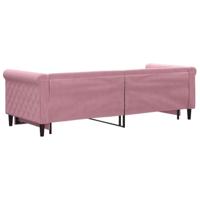 Slaapbank met onderschuifbed 80x200 cm fluweel roze - thumbnail