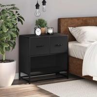 Nachtkastje 60x31x60 cm bewerkt hout en metaal zwart - thumbnail