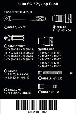Wera 8100 SC 7 Zyklop Metal-ratelset doorsteekvierkant, 1/2"-aandrijving, metrisch, 28 -delig - 1 stuk(s) - 05004077001 - thumbnail