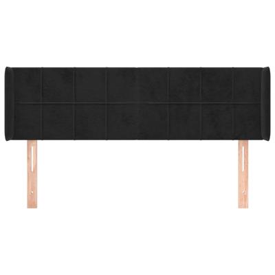 Hoofdbord met randen 163x16x78/88 cm fluweel zwart - thumbnail