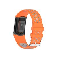 FitBit Charge 5 & 6 Sportbandje met gesp - Oranje / grijs - Tweekleurig - Maat: L - thumbnail