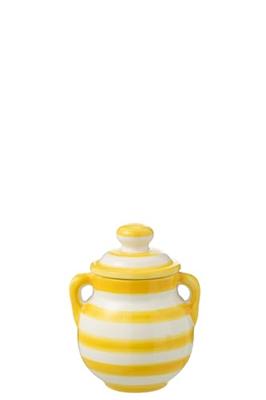J-Line Jar Granada Stripes Ceramic White|Yellow
