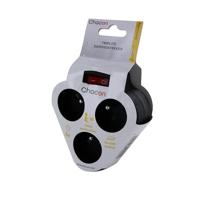 Domino 3x16A - CHACON - Driehoek met schakelaar - Zwart - thumbnail