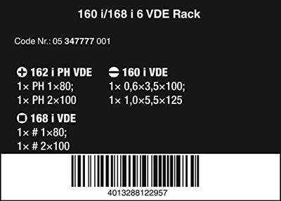 Wera 160 i/168 i/6 Schroevendraaierset Kraftform Plus Serie 100 + Houder, 6 -delig - 1 stuk(s) - 05347777001