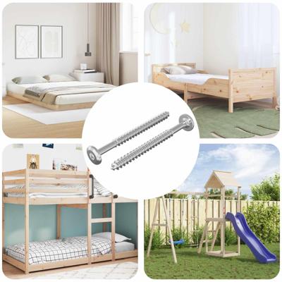 VidaXL Houten schroeven 2 pcs zilver m6 x 70 mm staal