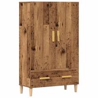 Hoge kast 70x31x115 cm bewerkt hout oud houtkleurig - thumbnail