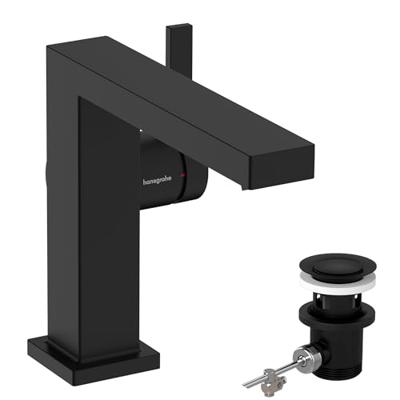 Hansgrohe Tecturis E ééngreeps wastafelkraan 110 Fine CoolStart met PopUp trekwaste, mat zwart Hansgrohe Tecturis E ééngreeps wastafelkraan 110 Fine CoolStart met PopUp trekwaste, mat zwart