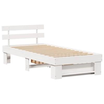 Bedframe met lade met hoofdeinde met opslag Wit 90 x 200 cm Massief grenenhout Bedframe met lade met hoofdeinde met opslag Wit 90 x 200 cm Massief grenenhout