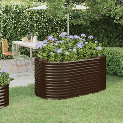VidaXL Plantenbak 152x80x68 cm gegalvaniseerd staal bruin