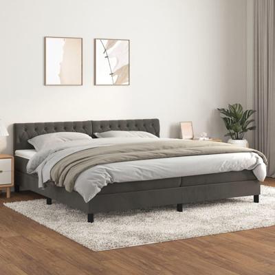 Boxspring met matras fluweel donkergrijs 200x200 cm