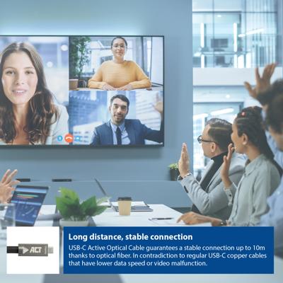 ACT Connectivity USB-C 3.2 Gen2 Active Optical Cable (AOC) aansluitkabel, 3m ACT Connectivity USB-C 3.2 Gen2 Active Optical Cable (AOC) aansluitkabel, 3m