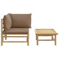 2-delige Loungeset met kussens bamboe taupe - thumbnail