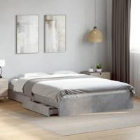 Bedframe met lades bewerkt hout betongrijs 160x200 cm - thumbnail