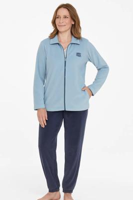 Medaillion dames huispak Velours - Chique Blue - Warm winter 2-delig huispak - lounge pak dames - Copy