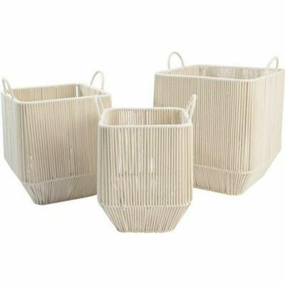 Mandenset DKD Home Decor Beige Metaal Katoen (3 Onderdelen) (37 x 37 x 45 cm)