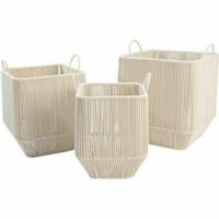 Mandenset DKD Home Decor Beige Metaal Katoen (3 Onderdelen) (37 x 37 x 45 cm) - thumbnail